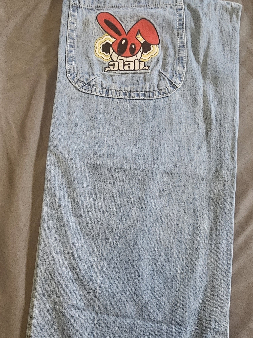 alab Denim Pants with Red Bunny Patch